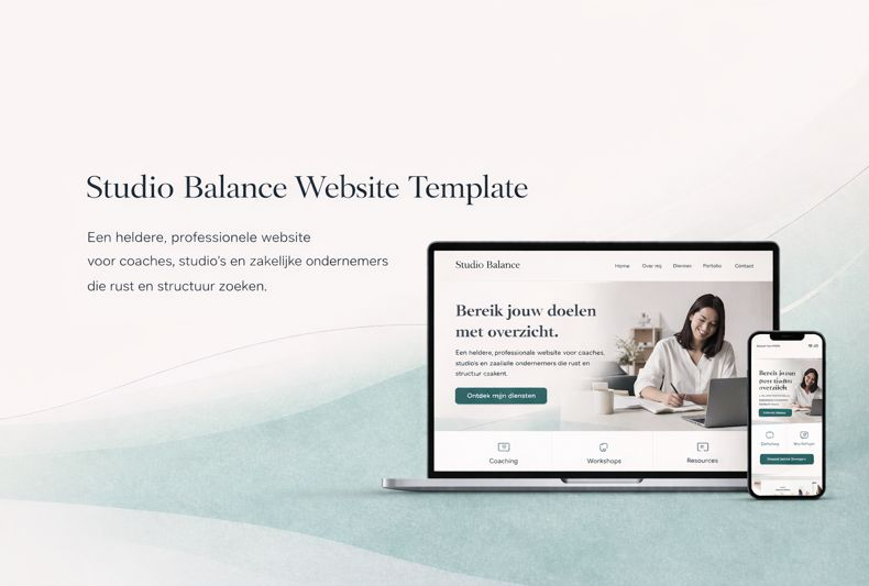 studio balance website template mockup